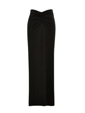 Siren Ruched Slit Midi Skirt in Four Way Stretch Fabric Size L